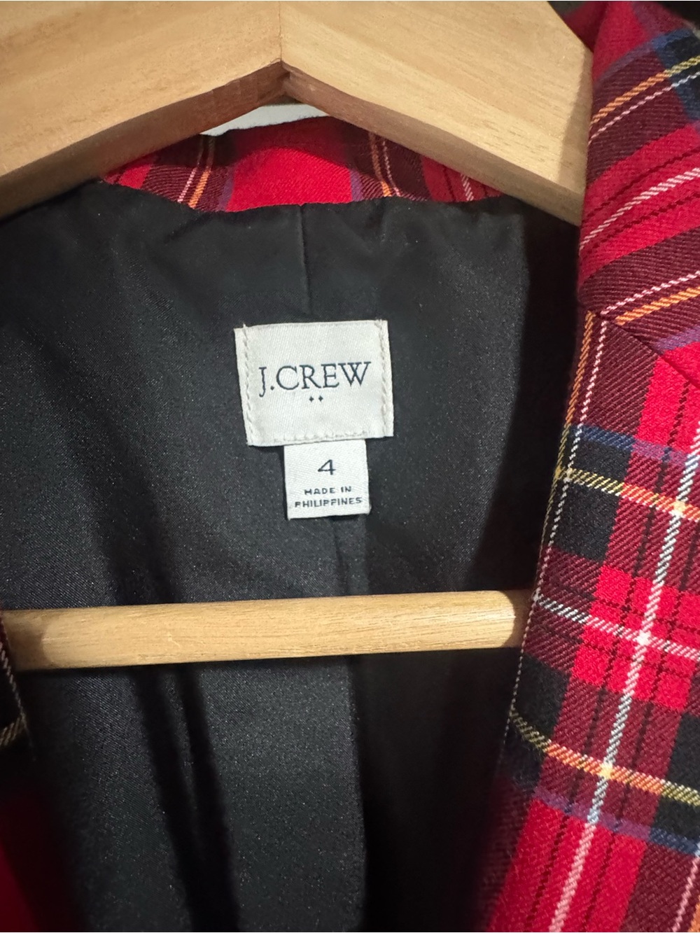 J. Crew Red Plaid Notch Lapel Blazer - Picture 3 of 3